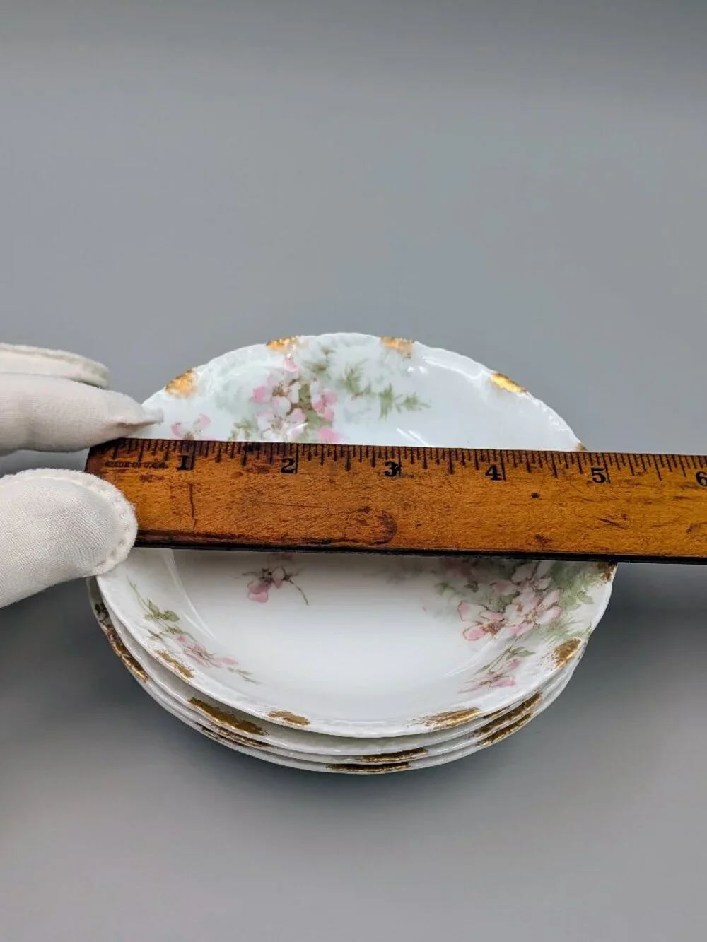 Set of 4 Antique Theodore Haviland Limoges Berry Bowls - Pink Floral Pattern